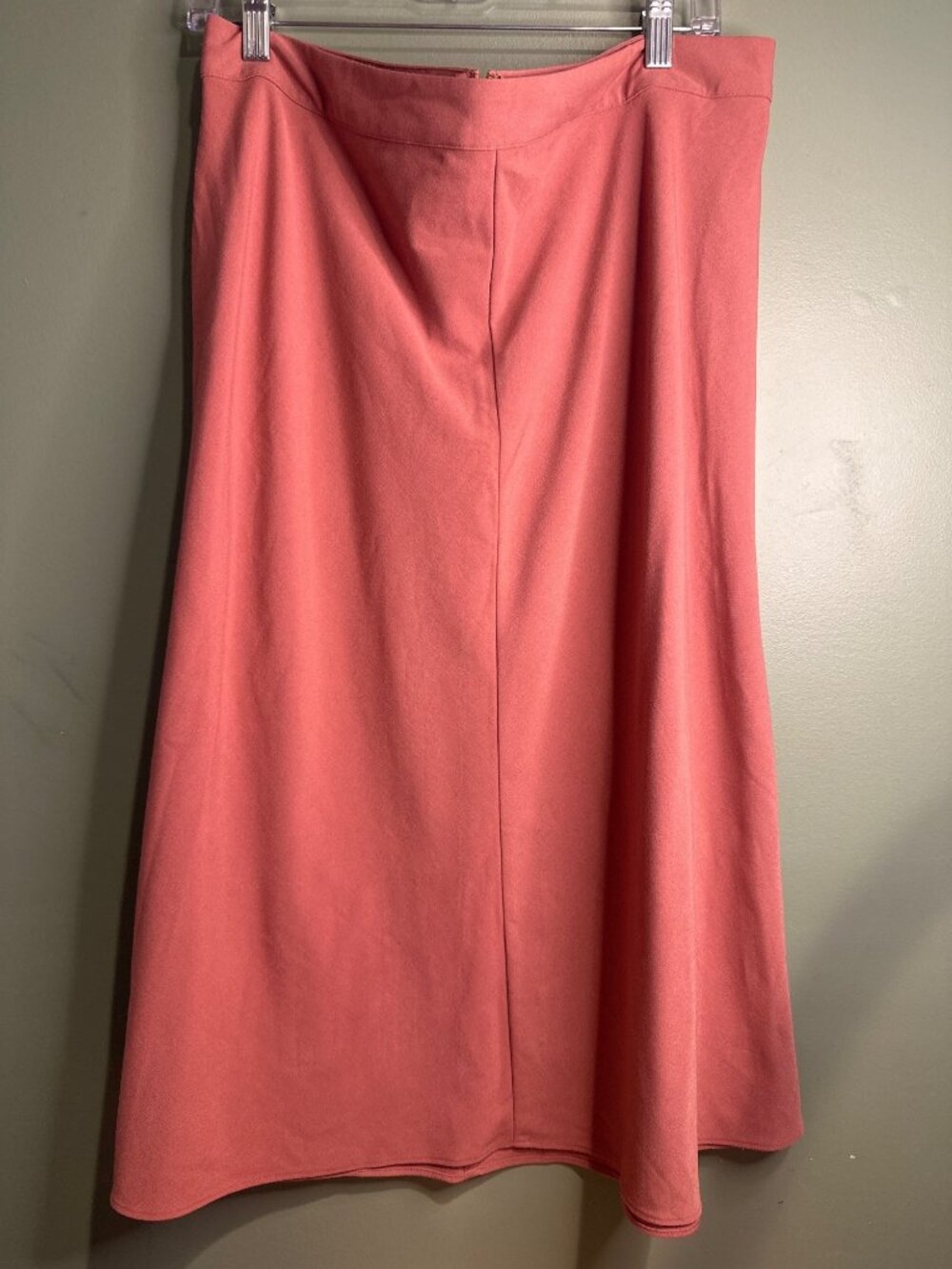 Coral Liz Claiborne Womens 14 A-Line Midi Skirt Side Zip Career Office Academia